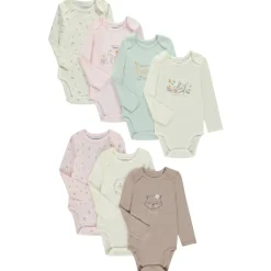 Lot de 7 bodies fantaisie en maille côte pour bébé fille