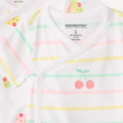 Lot de 7 bodies manches courtes motifs gourmandises pour bébé fille (ouvertures différentes selon l'âge)