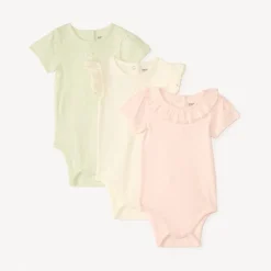 Lot de 3 bodies manches courtes unis pour bébé fille