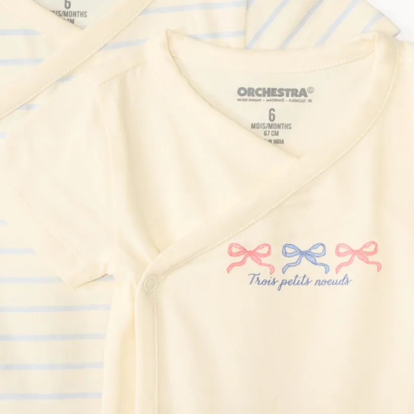 Lot de 7 bodies manches courtes motif nœud pour bébé fille ouverture différentes selon l'âge