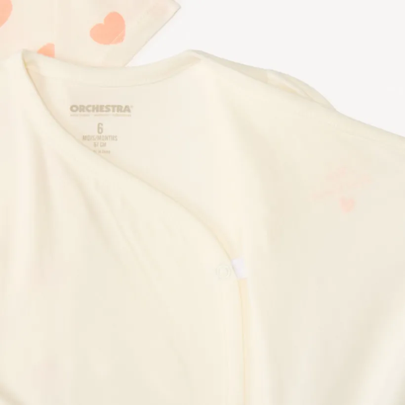 Lot de 2 bodies manches courtes motifs cœurs pour bébé fille