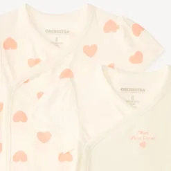 Lot de 2 bodies manches courtes motifs cœurs pour bébé fille