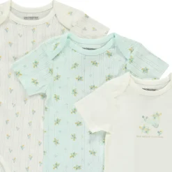 Lot de 5 bodies manches courtes motifs tortues pour bébé fille avec ouvertures différentes selon l'âge