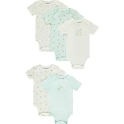 Lot de 5 bodies manches courtes motifs tortues pour bébé fille avec ouvertures différentes selon l'âge