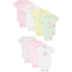 Lot de 7 bodies manches courtes fantaisie pour bébé fille avec ouvertures différentes selon l'âge