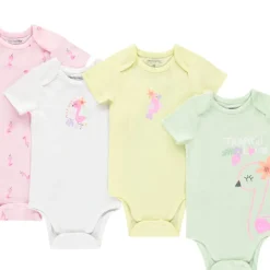 Lot de 7 bodies manches courtes fantaisie pour bébé fille avec ouvertures différentes selon l'âge