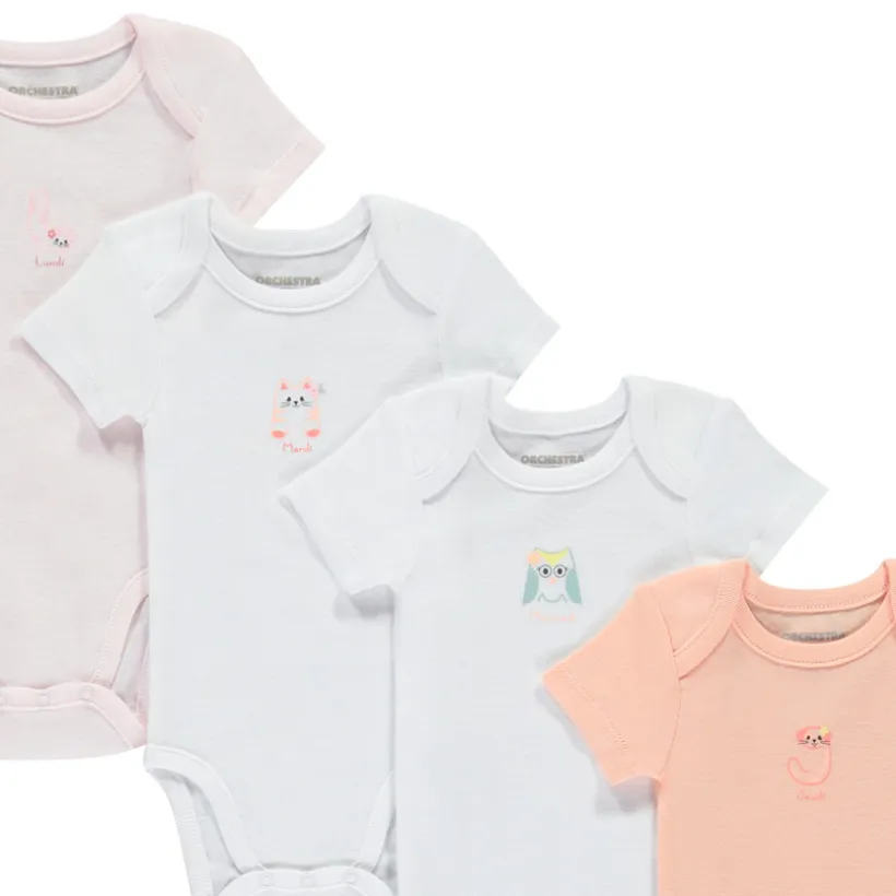 Lot de 7 bodies manches courtes Semaine pour bébé fille