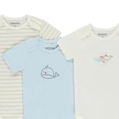 Lot de 7 bodies manches courtes motifs baleines pour bébé garçon avec ouvertures différentes selon l'âge
