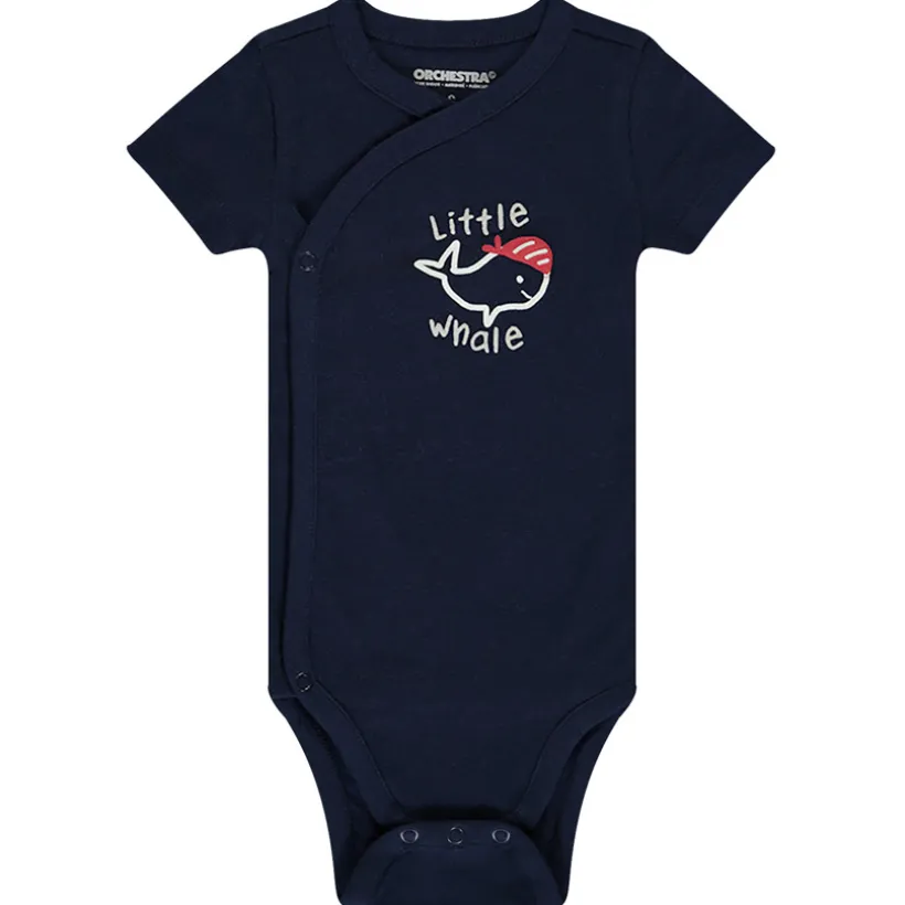Lot de 7 bodies manches courtes motifs baleines pour bébé garçon avec ouvertures différentes selon l'âge