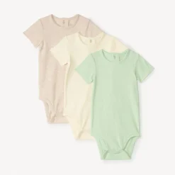 Lot de 3 bodies manches courtes uni pour bébé garçon