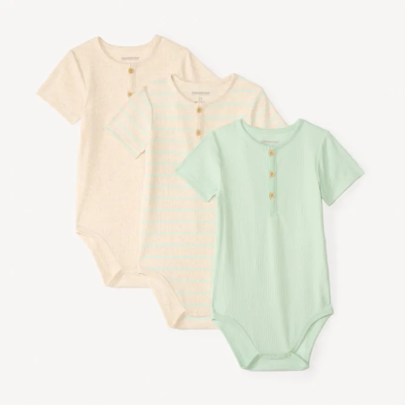 Lot de 3 bodies manches courtes effet côtelé pour bébé garçon