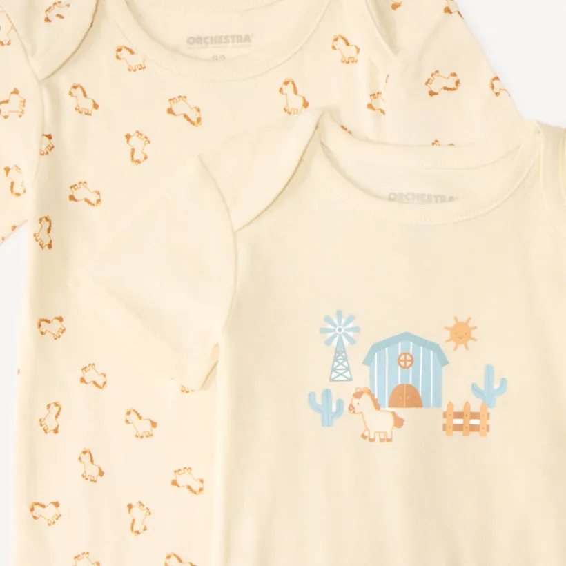 Lot de 5 bodies manches courtes design petit cheval pour bébé garçon