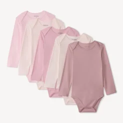Lot de 5 bodies manches longues unis pour bébé fille