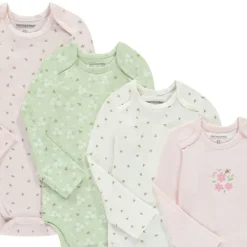 Lot de 7 bodies manches longues motifs fleurs/abeilles pour bébé fille avec ouvertures différentes selon l'âge