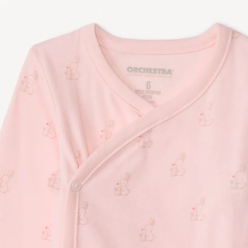 Lot de 2 bodies manches longues motifs lapins pour bébé fille