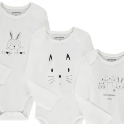 Lot de 3 bodies manches longues pour bébé (ouvertures différentes selon l'âge)