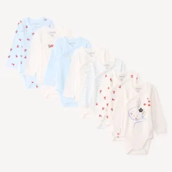 Lot de 7 bodies manches longues fantaisie pour bébé fille avec ouvertures différentes selon l'âge