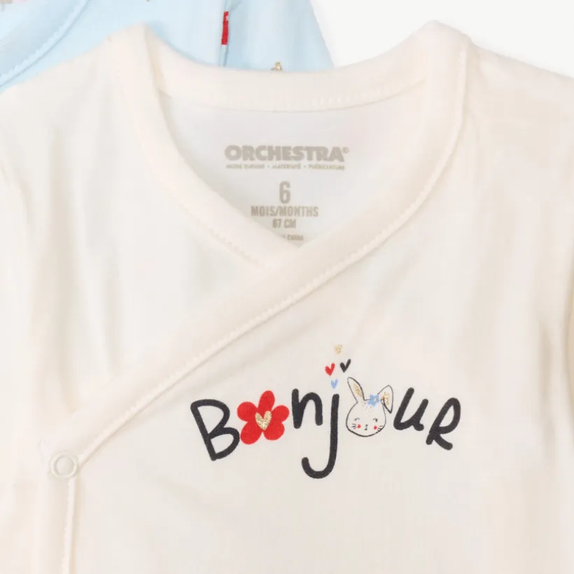Lot de 7 bodies manches longues fantaisie pour bébé fille avec ouvertures différentes selon l'âge