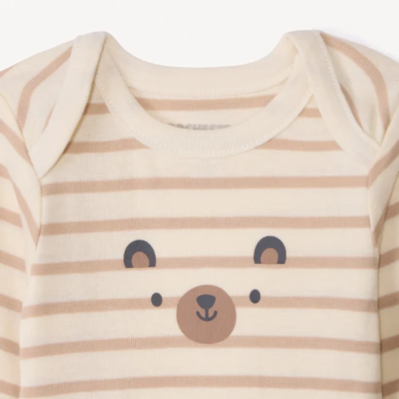 Lot de 5 bodies manches longues motifs oursons pour bébé