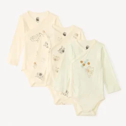 Lot de 3 bodies manches longues Tom & Jerry Warner pour bébé garçon avec ouvertures différentes selon l'âge