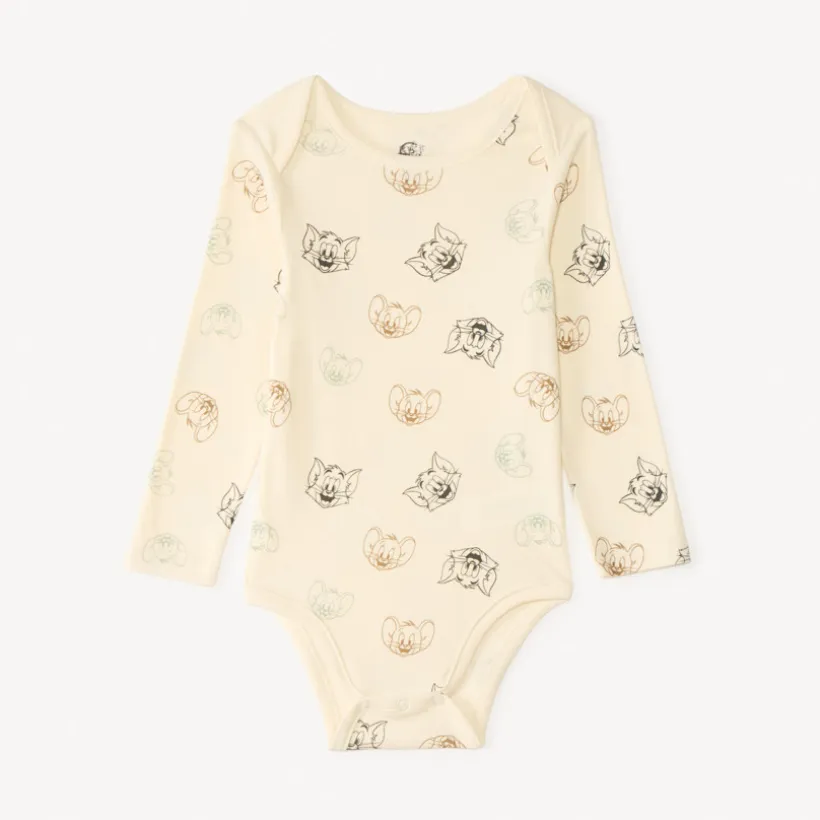 Lot de 3 bodies manches longues Tom & Jerry Warner pour bébé garçon avec ouvertures différentes selon l'âge