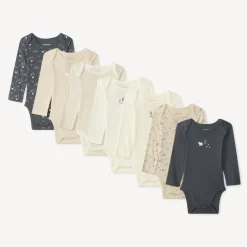 Lot de 7 bodies manches longues motifs ski pour bébé