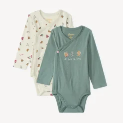 Lot de 2 bodies manches longues de Noël pour bébé garçon avec ouvertures différentes selon l'âge