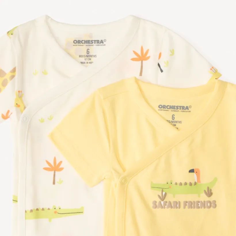 Lot de 5 bodies motifs safari fantaisie pour bébé garçon (ouvertures différentes selon l'âge)