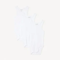 Lot de 3 bodies uni en maille côte pour bébé garçon