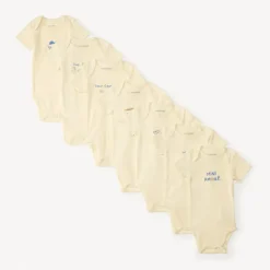 Lot de 7 bodies uni imprimé fantaisie pour bébé