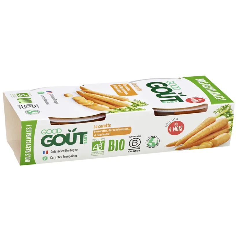 Lot de 2 bols de purée de carotte 120g