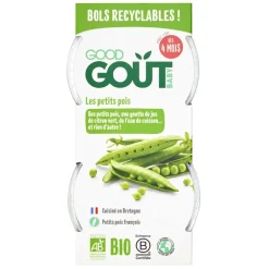 Lot de 2 bols de purée de petits pois 120g