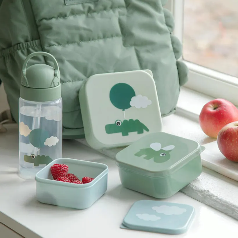 Lot de 3 boîtes à goûter Happy Clouds vert