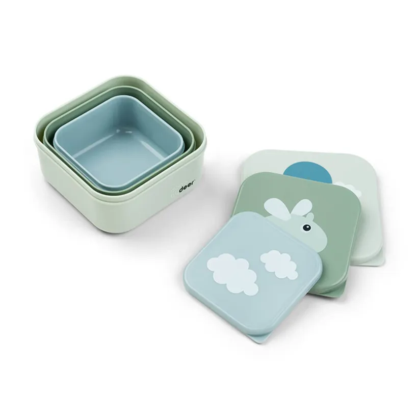 Lot de 3 boîtes à goûter Happy Clouds vert