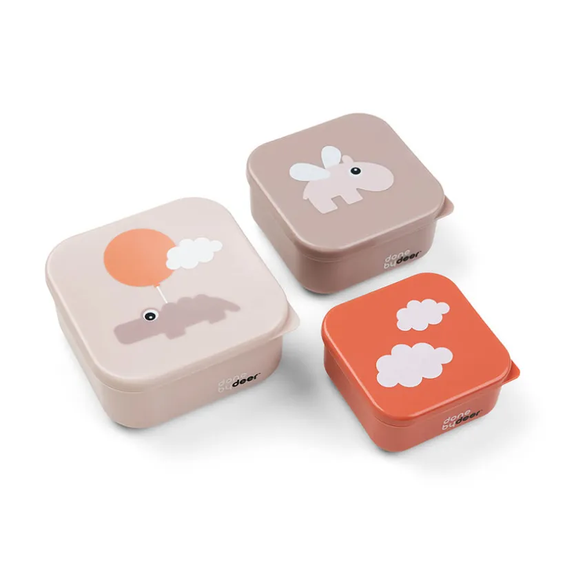Lot de 3 boîtes à goûter Happy Clouds rose