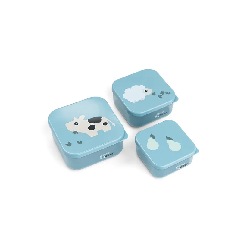 Lot de 3 boîtes à goûter Tiny Farm bleu