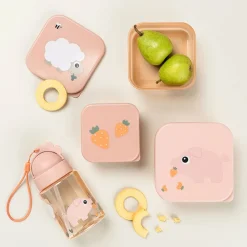 Lot de 3 boîtes à goûter Tiny Farm rose