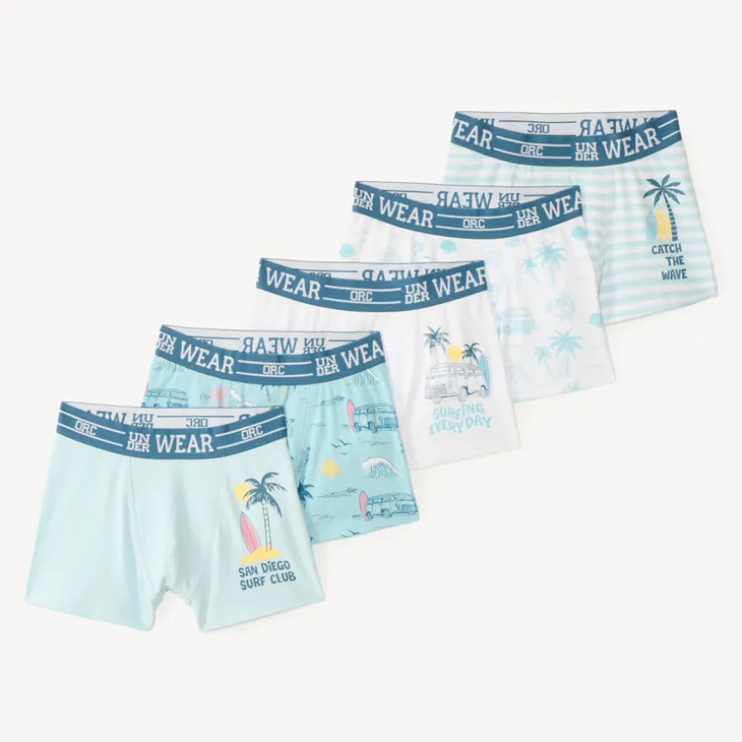 Lot de 5 boxers motifs fantaisie surf pour garçon