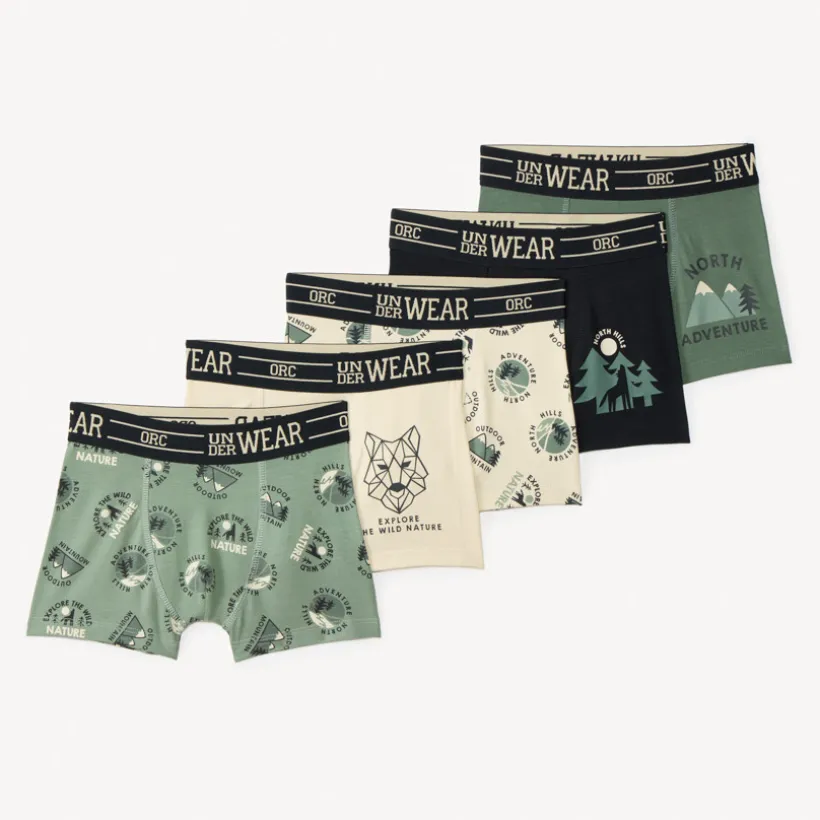 Lot de 5 boxers motifs forêt pour garçon