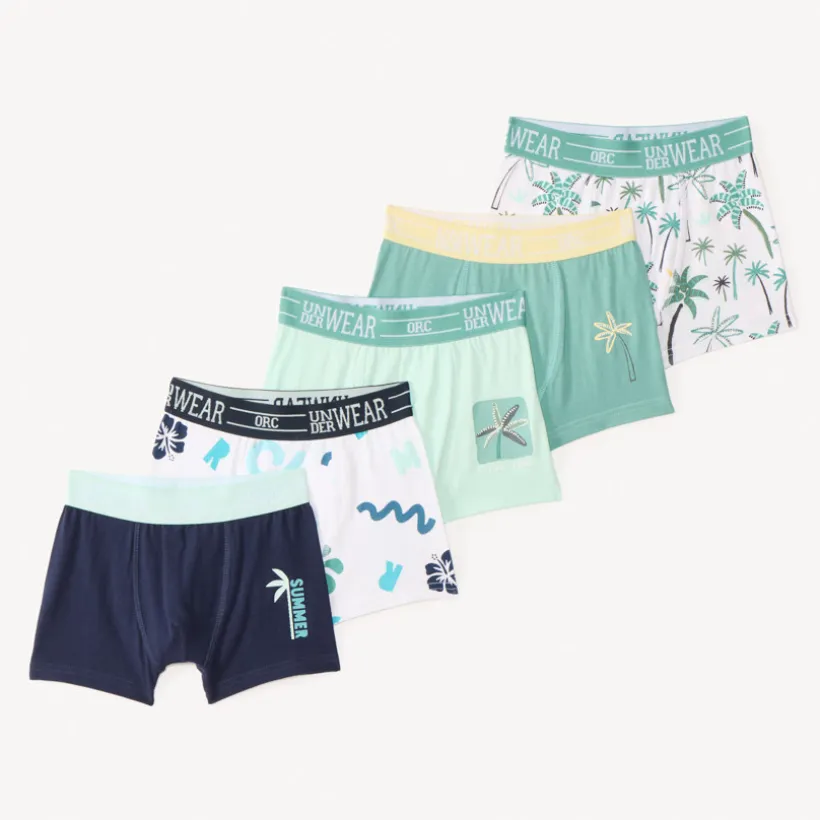 Lot de 5 boxers print palmiers pour garçon