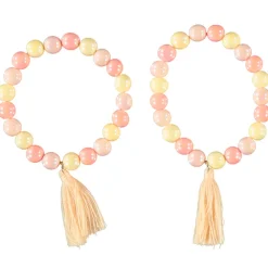 Lot de 2 bracelets assortis avec perles et pompons pour fille