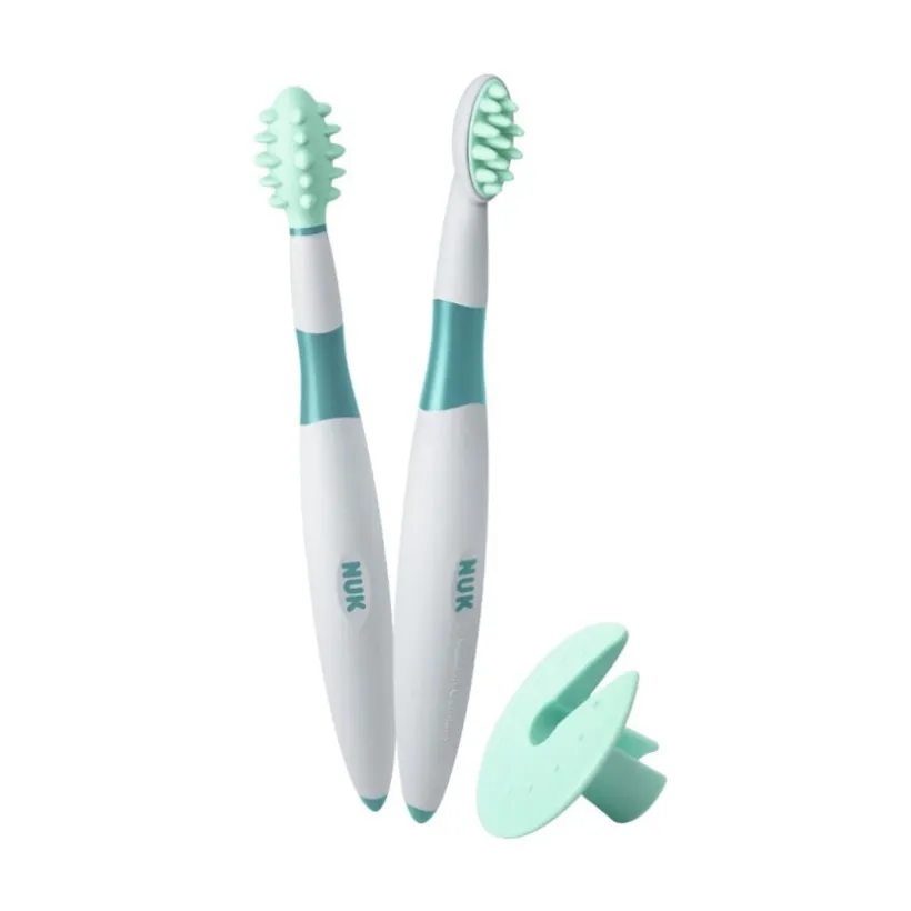 Lot de 2 brosses à dents éducatives 6m+ avec bague de sécurité