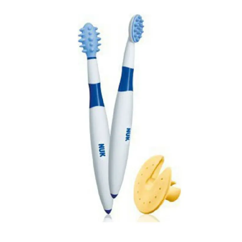 Lot de 2 brosses à dents éducatives 6m+ avec bague de sécurité