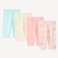 Lot de 4 caleçons corsaire uni + imprimé pour bébé fille