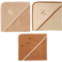Lot de 3 capes de bain en éponge beige/marron
