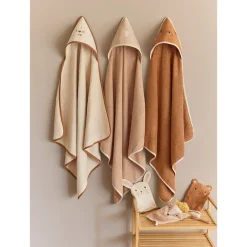 Lot de 3 capes de bain en éponge beige/marron