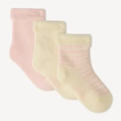 Lot de 3 chaussettes bouclettes unies et à rayures pour bébé fille