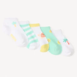 Lot de 5 chaussettes courtes fantaisie motifs plage pour bébé garçon