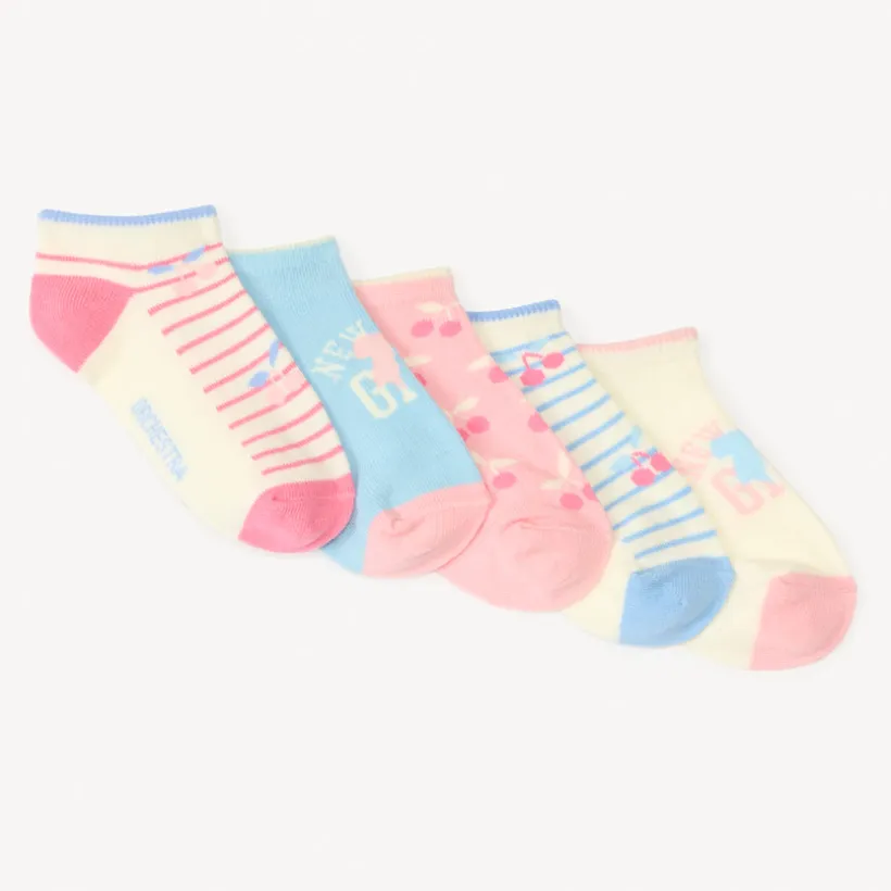 Lot de 5 chaussettes courtes fantaisie pour fille