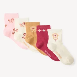 Lot de 5 chaussettes fille motifs fleuris